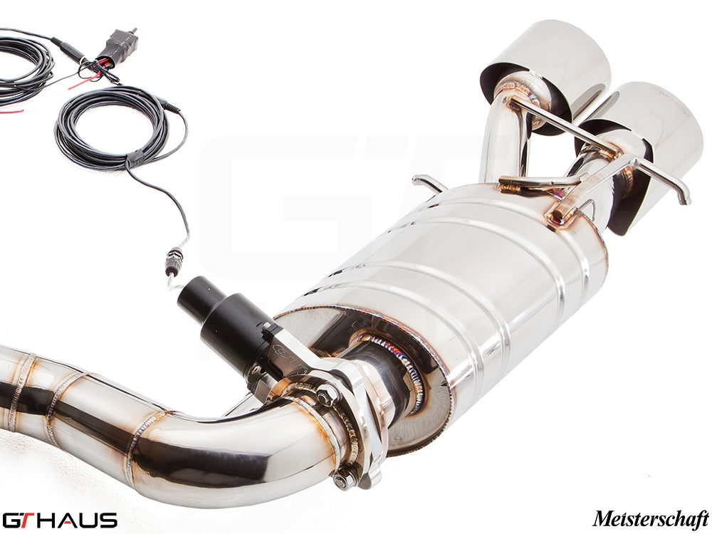 Premium performance exhaust system for Mercedes-Benz W212 E-Class E63 AMG V8, featuring stainless steel construction and electronic valve control.