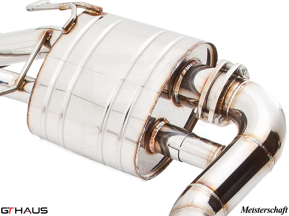 Premium stainless steel exhaust system for Mercedes-Benz W212 E-Class E63 AMG V8, featuring precision craftsmanship and performance.