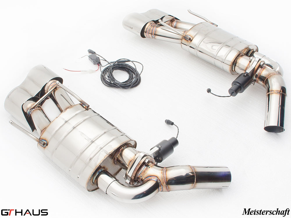 Premium Meisterschaft exhaust system for Mercedes-Benz W216 CL-Class Coupe CL550 V8, featuring electronic valve control.