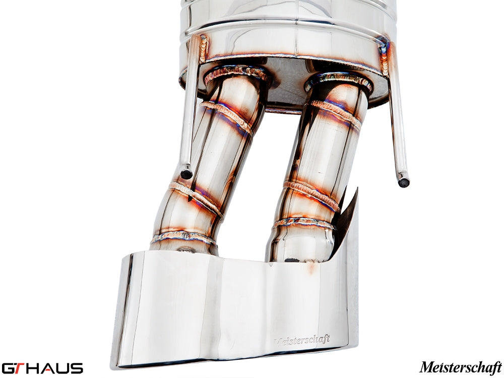 Premium exhaust system for Mercedes-Benz W216 CL-Class Coupe CL65 AMG, featuring polished stainless steel and precision welding.