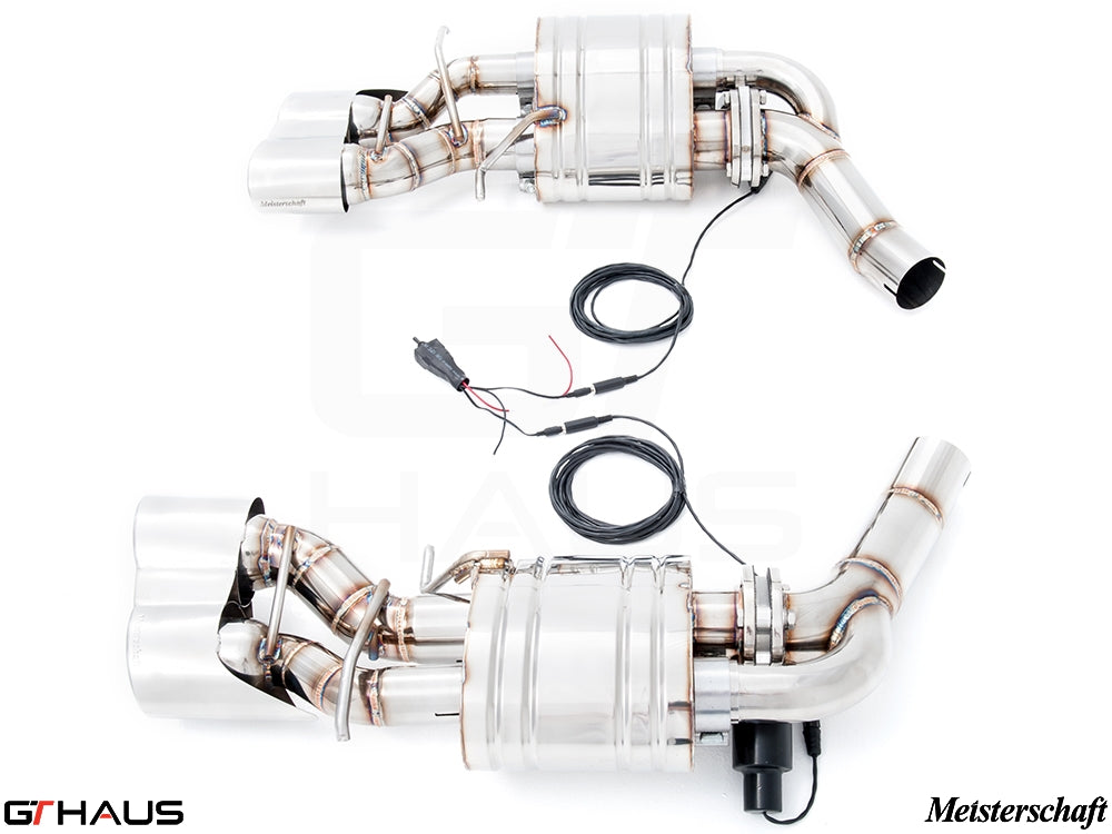 Premium stainless steel exhaust system for Mercedes-Benz W218 CLS-Class CLS350, featuring electronic valve control.