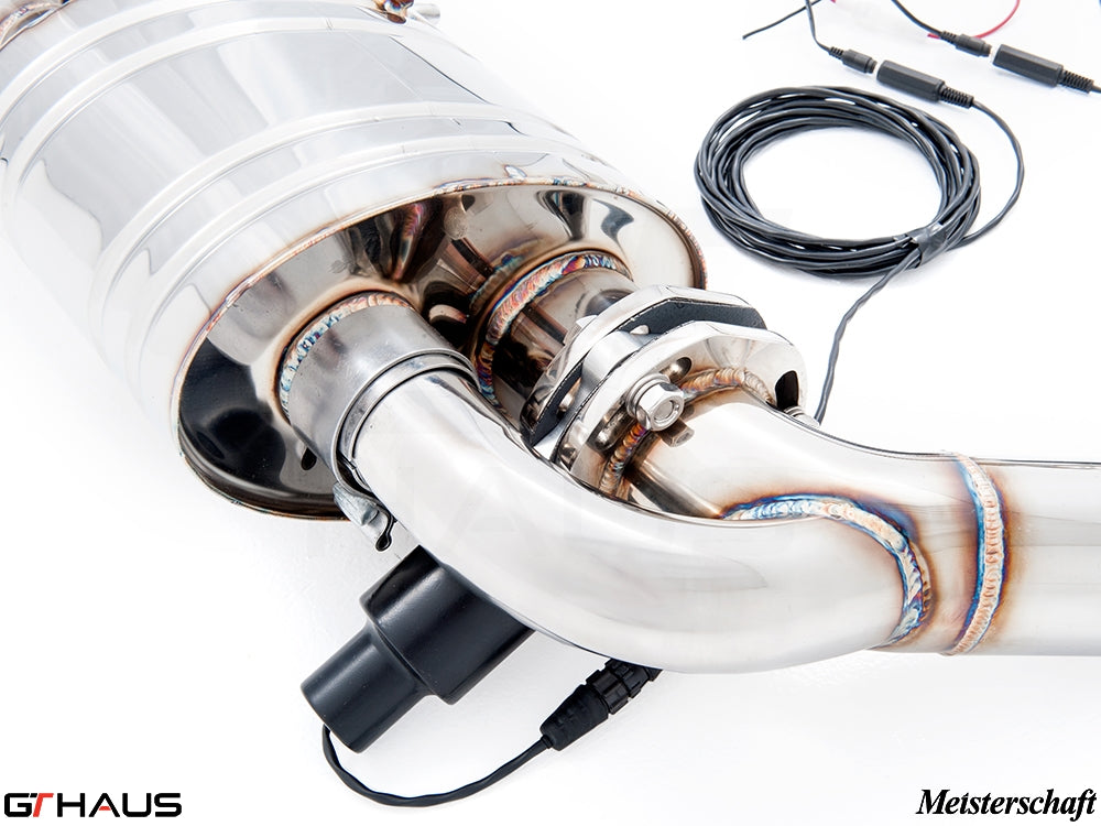 Premium exhaust system for Mercedes-Benz W218 CLS-Class CLS350 featuring stainless steel construction and electronic valve control.