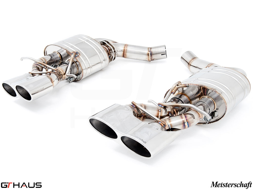 Premium stainless steel exhaust system for Mercedes-Benz W218 CLS-Class CLS500/550, featuring dual tips and advanced design.