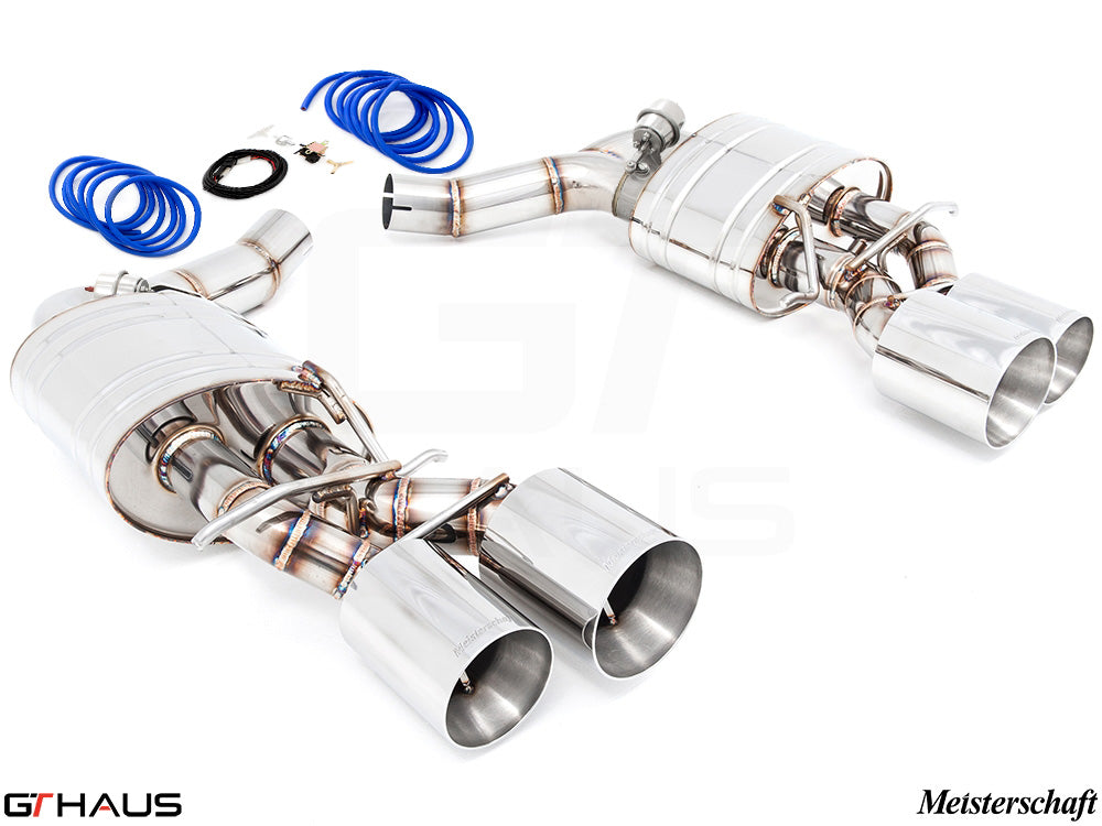 Premium exhaust system for Mercedes-Benz W218 CLS-Class CLS63/63s AMG, featuring V8 Bi-turbo compatibility and polished tips.