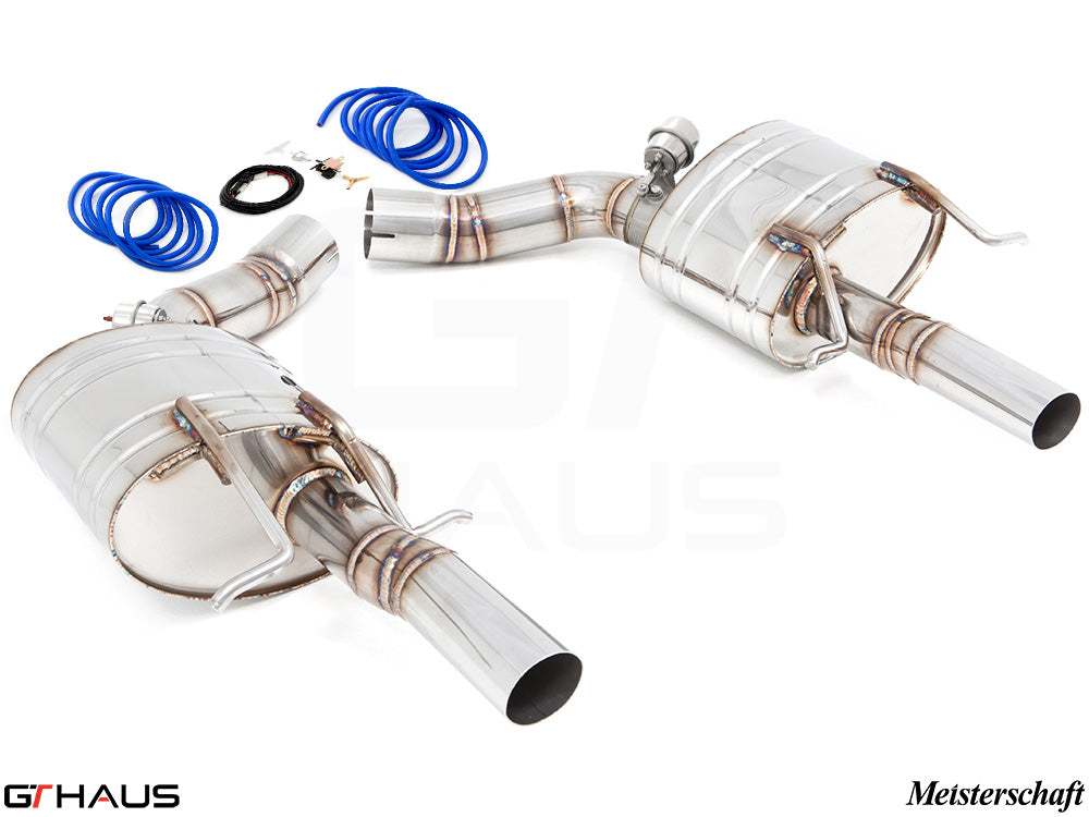 Premium exhaust system for Mercedes-Benz W218 CLS-Class CLS63/63s AMG, featuring stainless steel construction and electronic valve control.