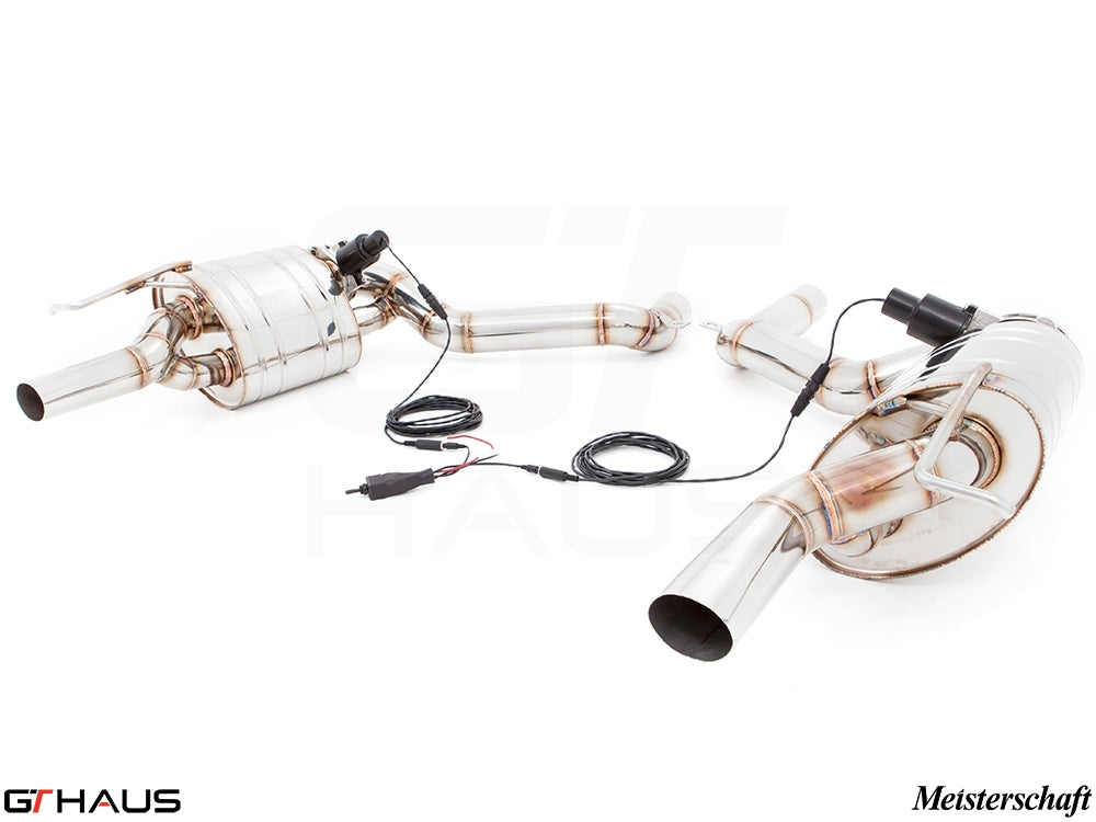 Premium exhaust system for Mercedes-Benz W218 CLS63/63s AMG, featuring stainless steel construction and electronic valve control.