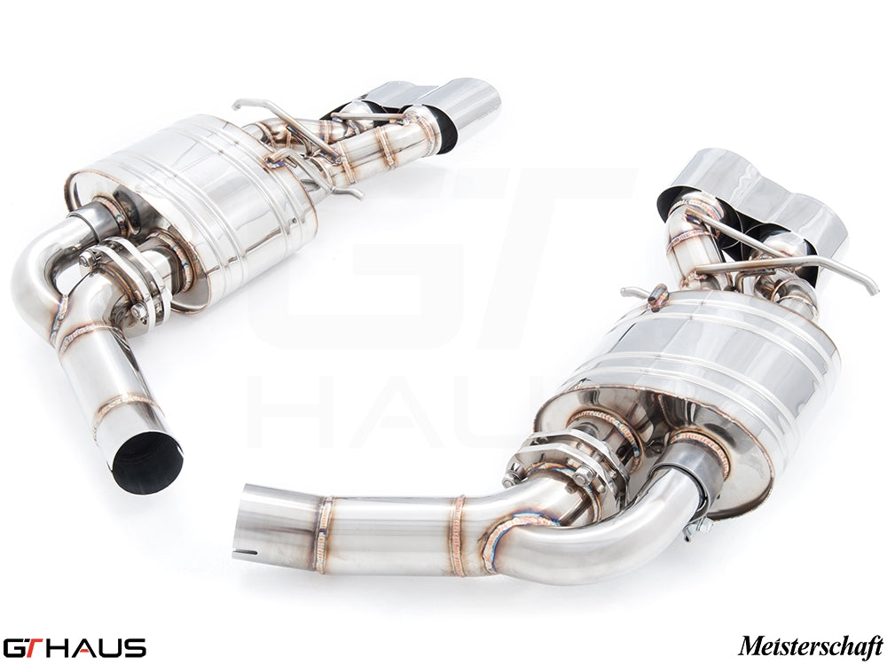 Premium stainless steel exhaust system for Mercedes-Benz W218 CLS63/63s AMG, enhancing performance and sound.