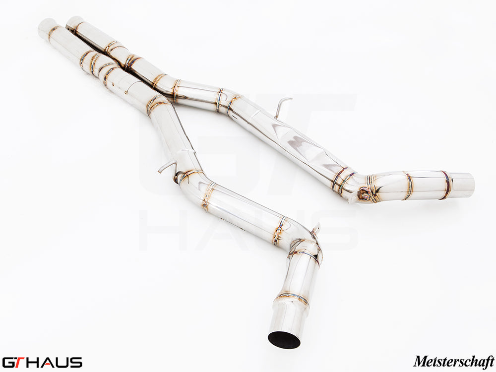 Stainless steel cat-back SR mid resonator delete pipe for 2011+ Mercedes-Benz W218 CLS-Class Sedan.