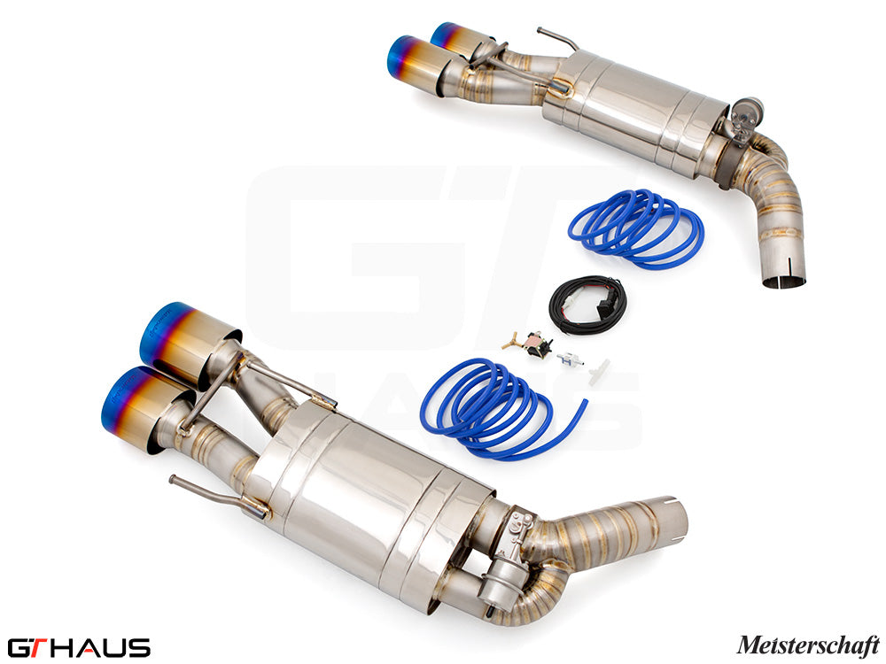 Premium exhaust system for Mercedes-Benz W221 S-Class S550 V8 Bi-turbo (2011-2013) featuring dual tips and valve control.