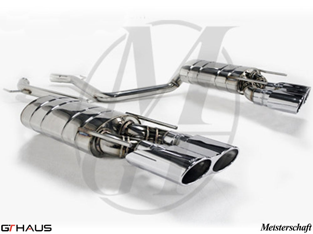Premium stainless steel exhaust system for Mercedes-Benz W221 S-Class S600 V12, featuring dual tips and performance design.