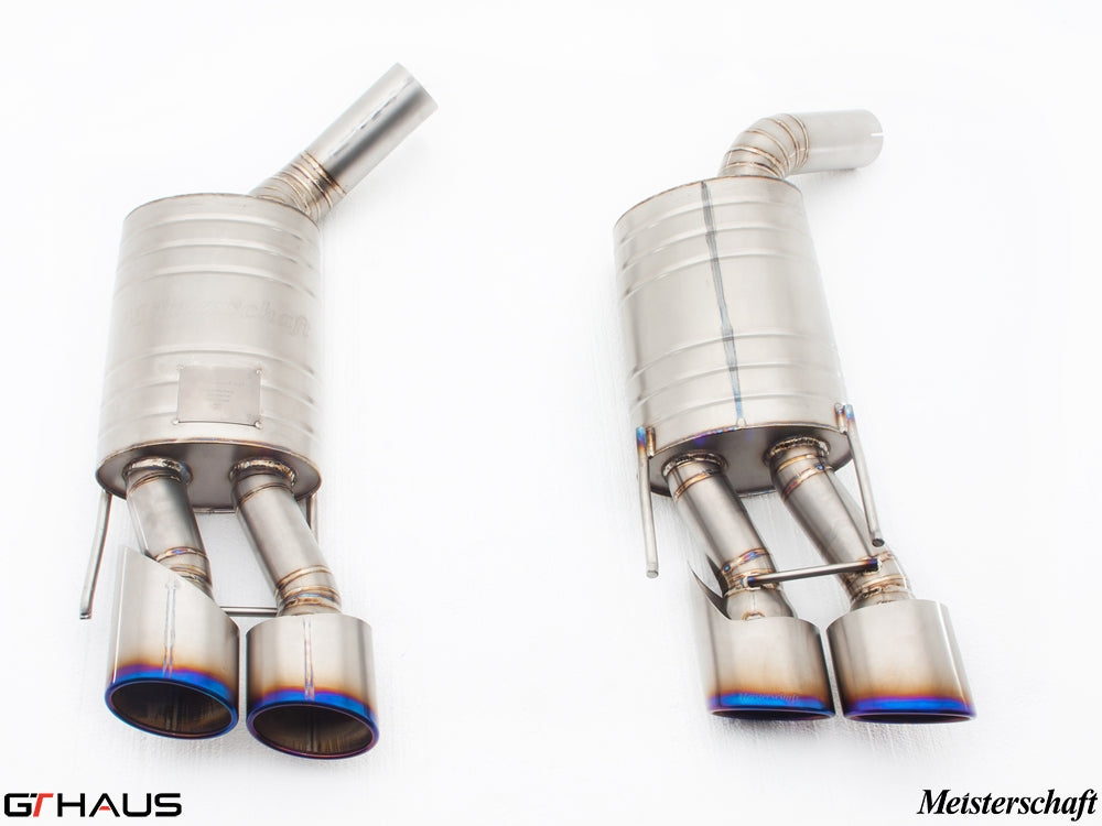 Premium exhaust system for Mercedes-Benz W221 S-Class S600 V12, featuring stainless steel construction and dual tips.