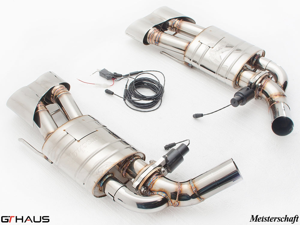 Premium exhaust system for Mercedes-Benz W221 S-Class S63 AMG, featuring stainless steel construction and electronic valve control.