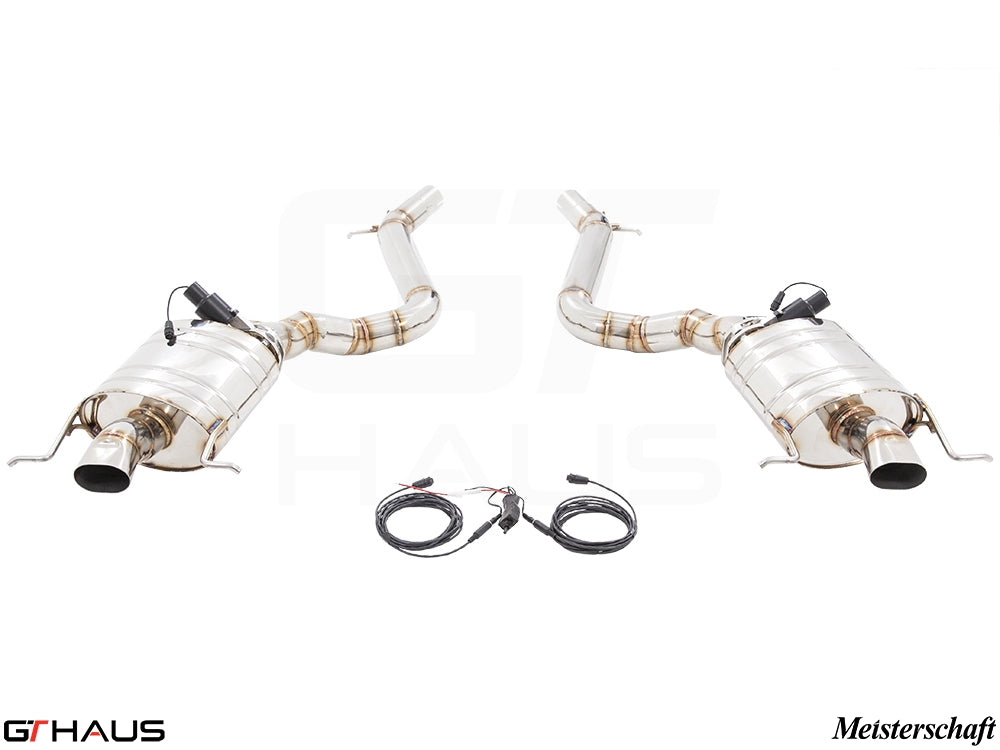 Premium performance exhaust system for Mercedes-Benz W222 S-Class Sedan S600/S650, featuring stainless steel construction and electronic valve control.