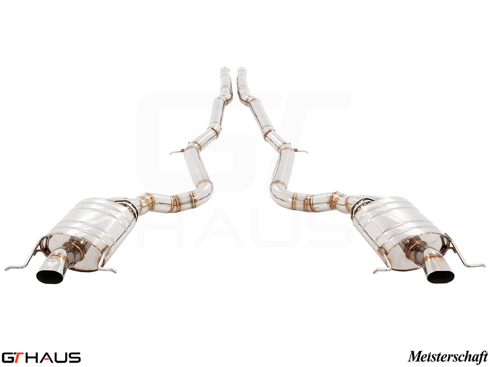 Premium exhaust system for Mercedes-Benz W222 S-Class Sedan S600/S650, featuring dual tips and high-quality stainless steel.