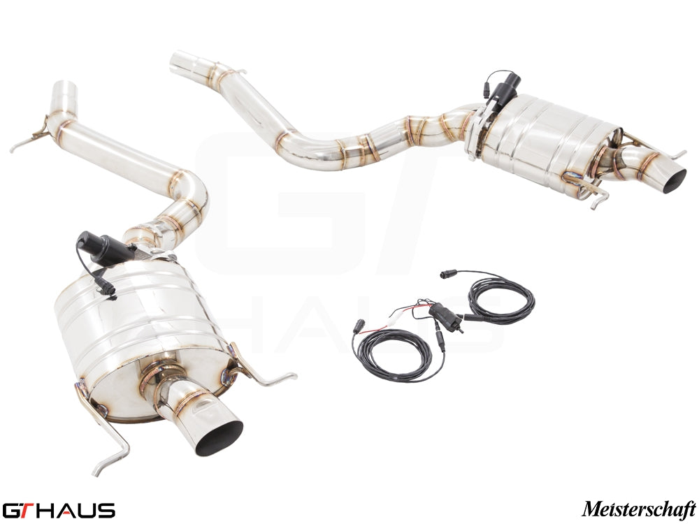 Premium exhaust system for Mercedes-Benz W222 S63 AMG Sedan, featuring stainless steel construction and electronic valve control.