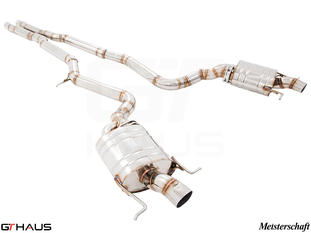 Premium exhaust system for Mercedes-Benz W222 S63 AMG Sedan, featuring stainless steel construction and performance design.