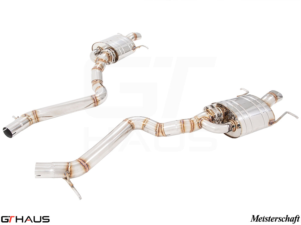 Premium performance exhaust system for Mercedes-Benz W222 S-Class Sedan S65, featuring stainless steel construction and enhanced sound.