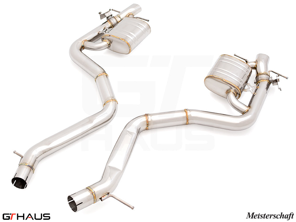 Premium stainless steel exhaust system for Mercedes-Benz W223 S63E AMG Hybrid, designed for enhanced performance and sound.