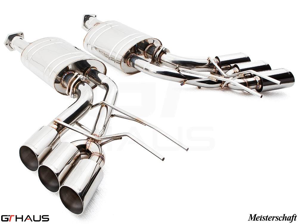 Premium exhaust system for Mercedes-Benz W463 G-Class G500/550 AMG 4x4 Special Edition, featuring polished stainless steel tips.