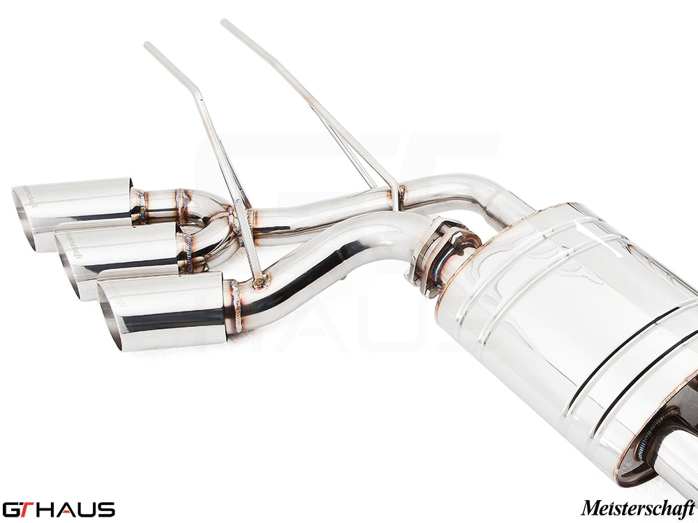 Premium exhaust system for Mercedes-Benz W463 G-Class G500/550 AMG 4x4 Special Edition, showcasing polished stainless steel design.