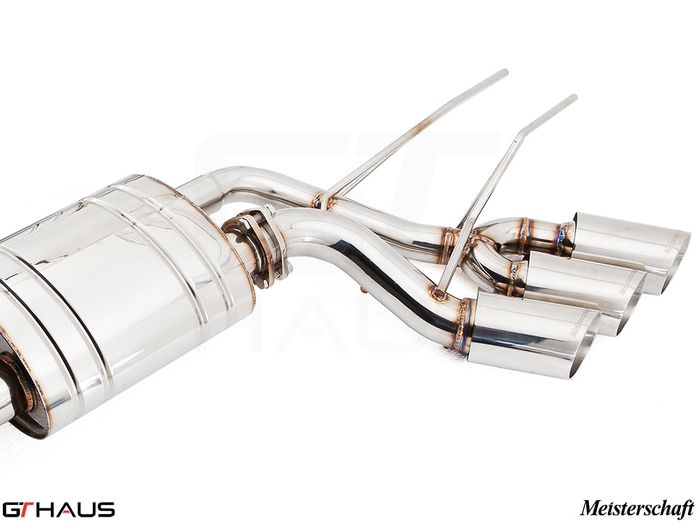 Premium stainless steel exhaust system for Mercedes-Benz W463 G-Class G500/550 AMG 4x4 Special Edition, featuring triple tips.