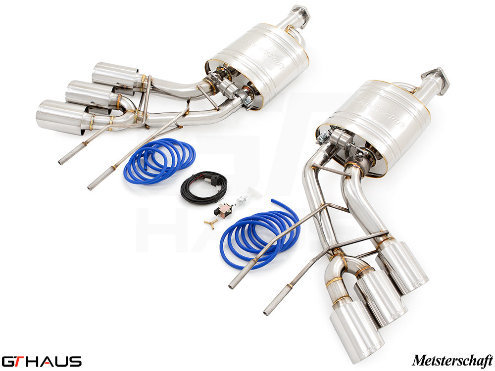 Premium exhaust system for Mercedes-Benz W463 G-Class G500/550 V8 turbo, featuring stainless steel construction and valve control.