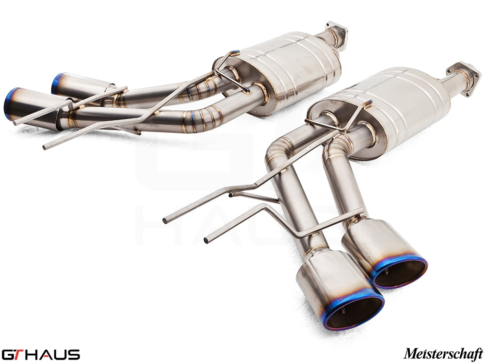 Premium exhaust system for Mercedes-Benz W463 G-Class G500/550 V8 turbo, featuring stainless steel construction and dual tips.
