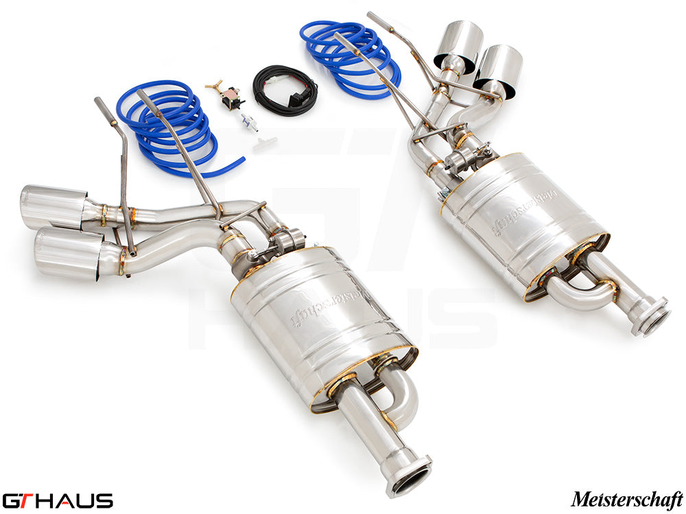 Premium exhaust system for Mercedes-Benz W463 G-Class G63 AMG, featuring stainless steel construction and dual tips.