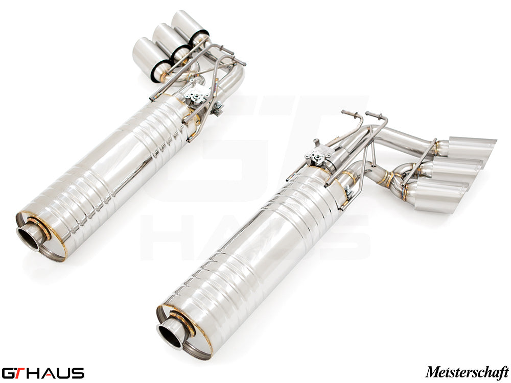 Premium performance exhaust system for 2019+ Mercedes-Benz W463 G-Class G500/550, featuring stainless steel construction.
