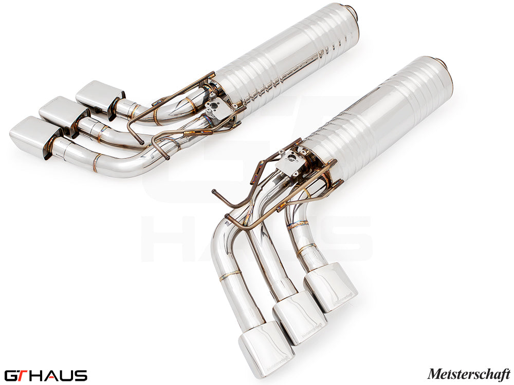 Premium exhaust system for Mercedes-Benz W463 G-Class G500/550 (2019+) featuring stainless steel construction and quad tips.