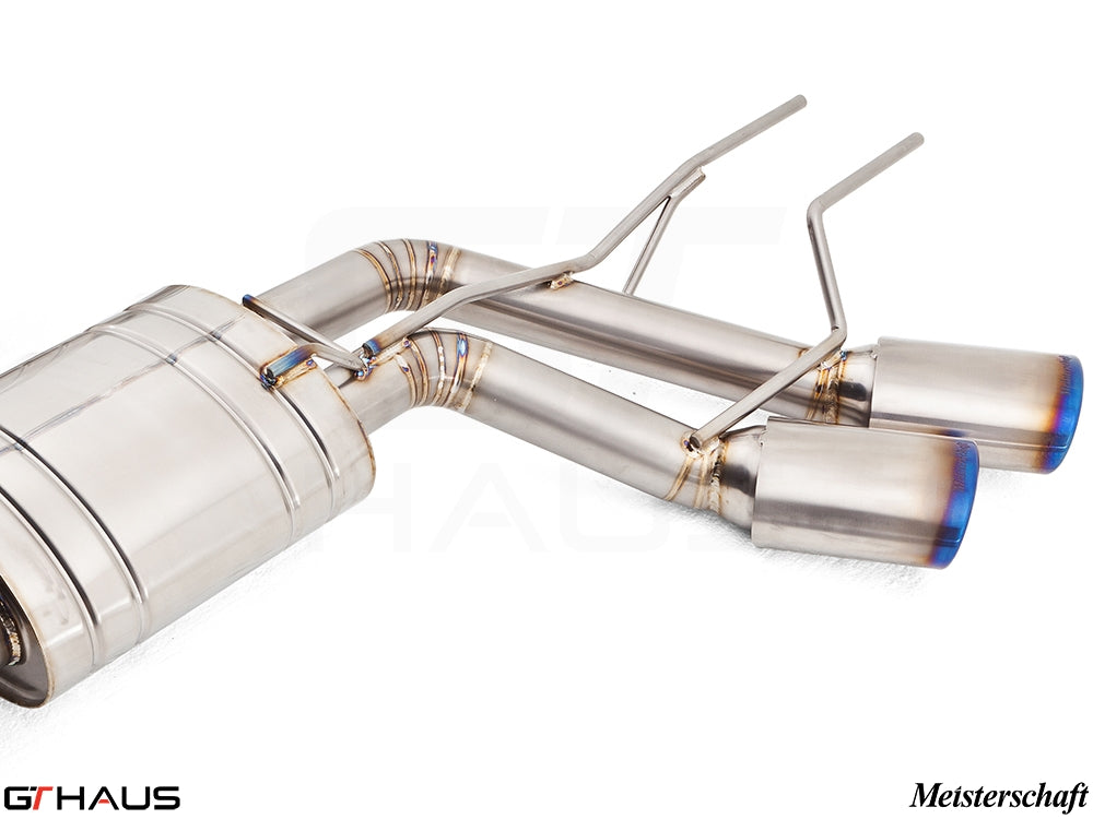 Premium stainless steel exhaust system for 2019+ Mercedes-Benz G-Class G500/550 with V8 turbo, featuring dual tips.