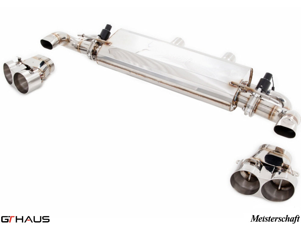 Premium exhaust system for Mercedes-Benz X166 GL-Class GL500/550 V8 Bi-turbo, featuring polished stainless steel and dual tips.