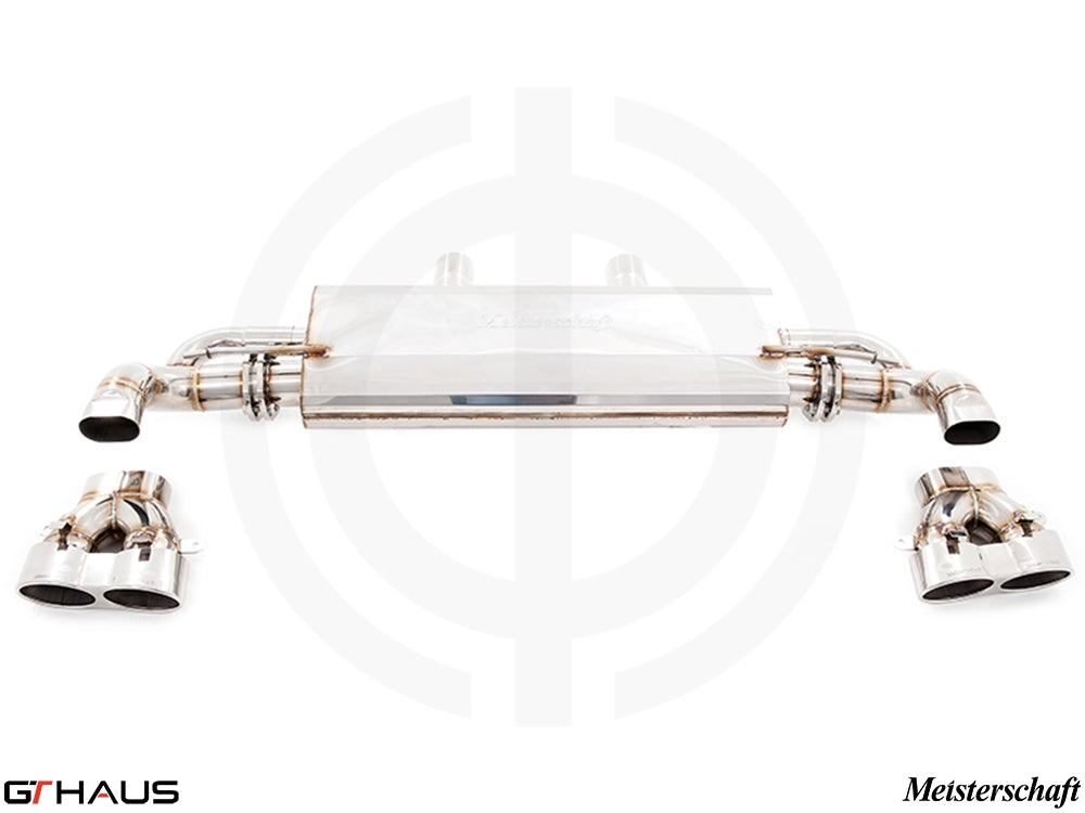 Premium exhaust system for Mercedes-Benz X166 GL-Class GL500/550, featuring stainless steel construction and quad tips.