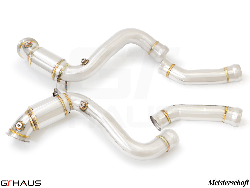 Premium down pipes for Mercedes-Benz X290 GT Class Sedan 2019+, featuring OBD2 compatibility and 400 CEL sport cats.