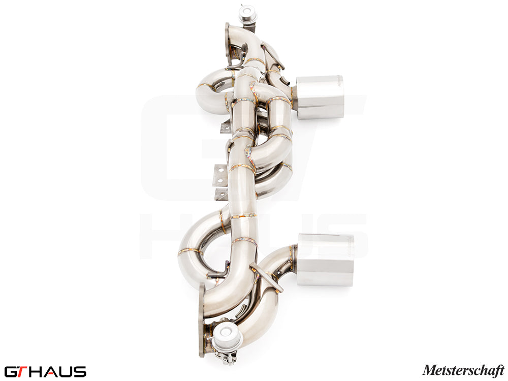 Premium exhaust system for Porsche 718 Boxster Spyder RS, featuring T304 stainless steel construction and advanced design.