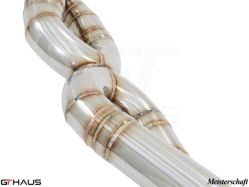 Premium stainless steel exhaust system for Porsche 911 Turbo and Turbo S, designed for enhanced performance and sound.