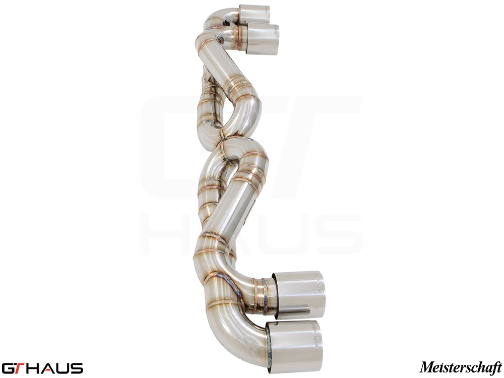 Premium stainless steel exhaust system for Porsche 911 Turbo/Turbo S (991 chassis) enhancing performance and sound.