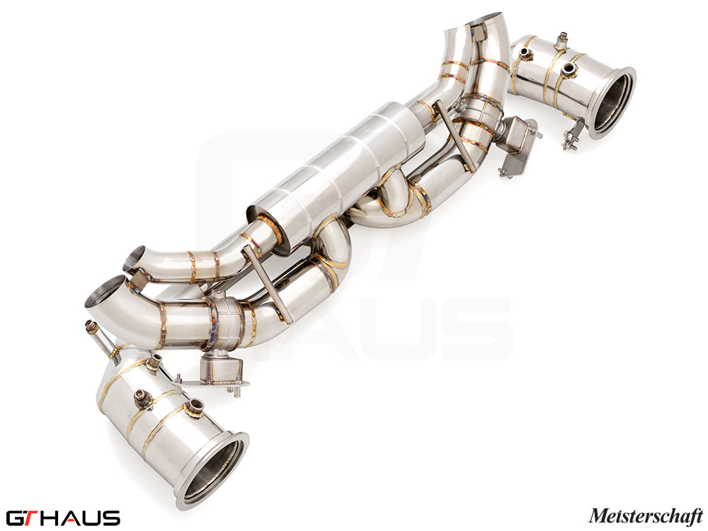 Premium stainless steel exhaust system for Porsche 911 (992) Carrera models, enhancing performance and sound.
