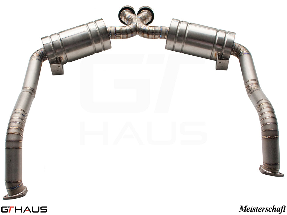 Premium exhaust system for Porsche 987 Cayman/S (2006-2008), featuring stainless steel construction and enhanced performance.