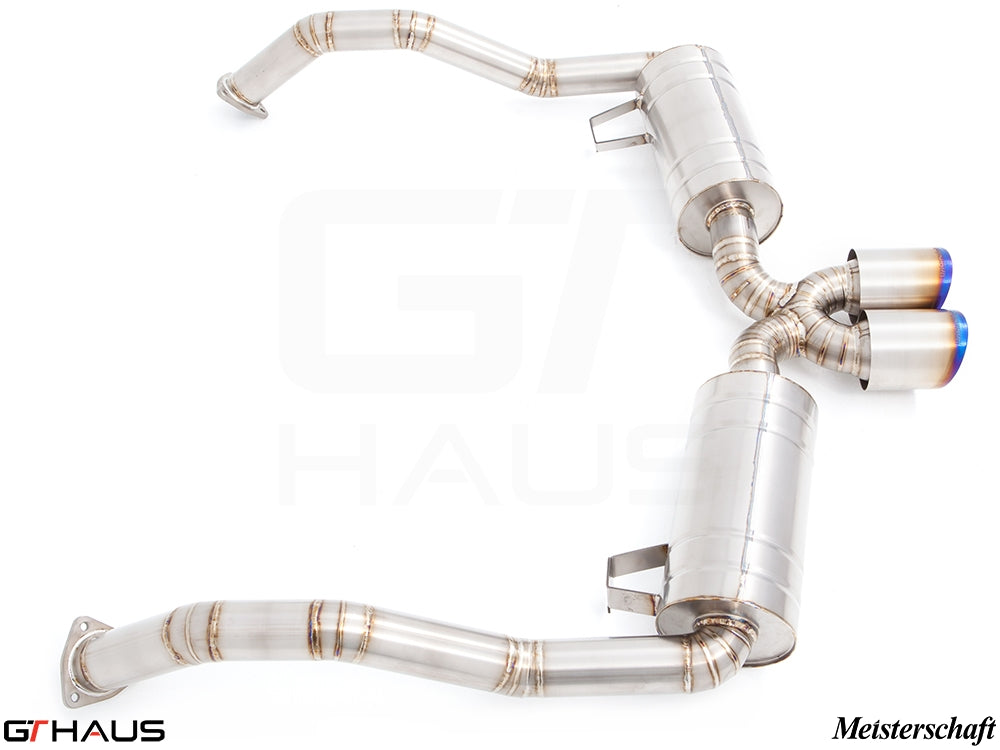 Premium exhaust system for Porsche 987.2 Boxster/S/RS (2009-2012) featuring stainless steel construction and dual tips.