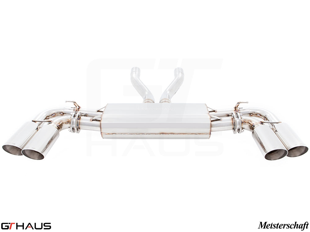 Premium exhaust system for Porsche Cayenne (2nd Gen) V8, enhancing performance and sound with polished stainless steel finish.