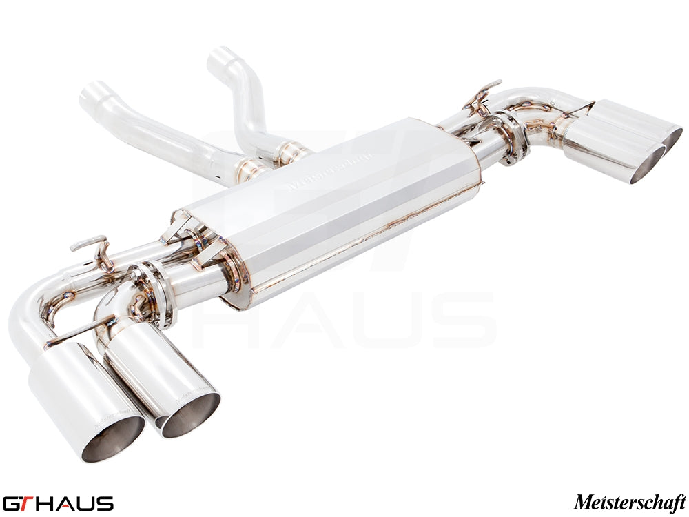 Premium performance exhaust system for Porsche Cayenne (2nd Gen) S/GTS/Turbo/Turbo S, featuring stainless steel construction and dual tips.