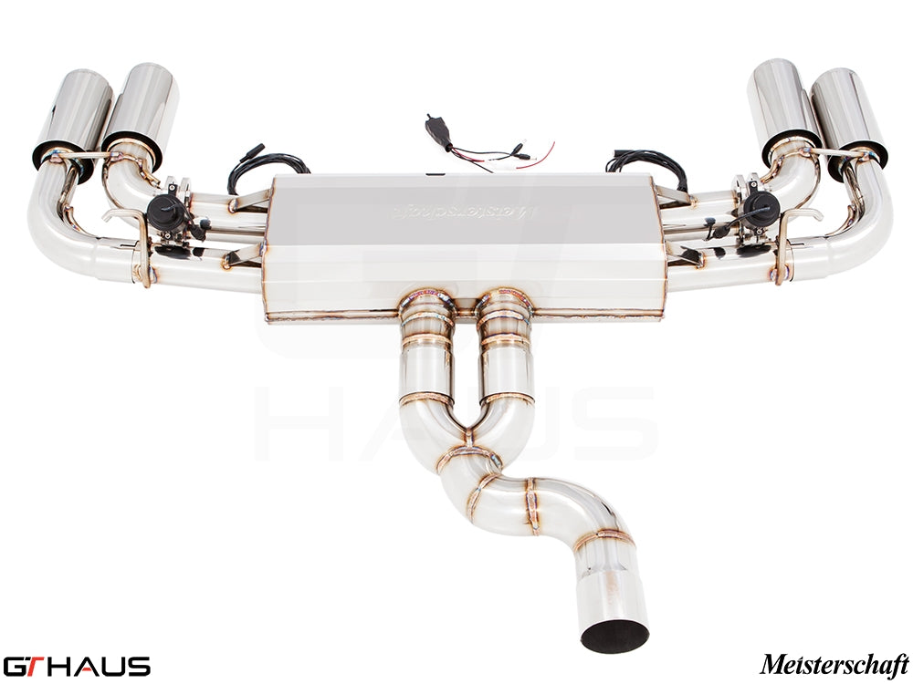 Premium exhaust system for 2011+ Porsche Cayenne TDI, featuring stainless steel construction and electronic valve control.