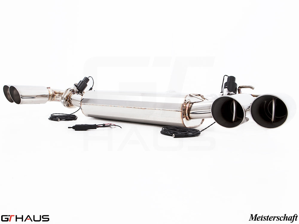 Premium exhaust system for Porsche Cayenne V6 3.6L, featuring polished stainless steel and electronic valve control.