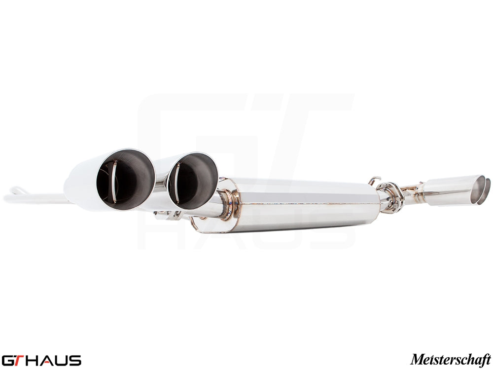 Premium exhaust system for 2011+ Porsche Cayenne V6 3.6L, featuring dual tips and polished stainless steel design.