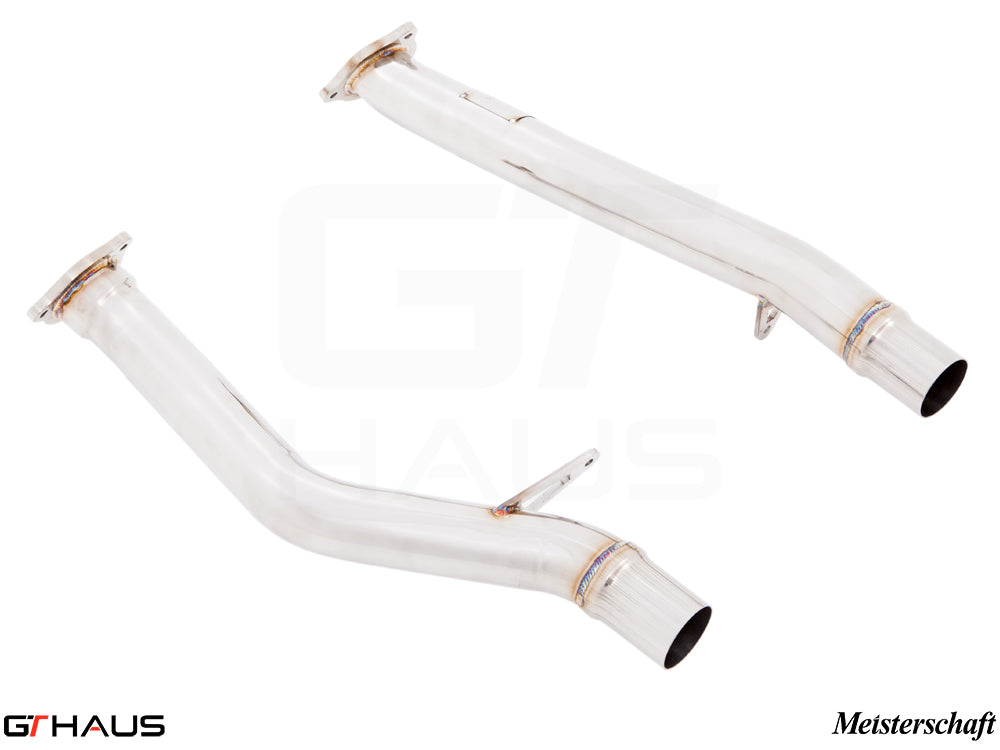Front cat-bypass pipe for 2015+ Porsche Cayenne V8 and V8 Turbo models, crafted from high-quality stainless steel.