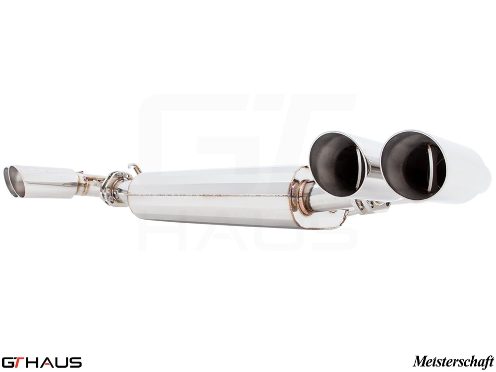 Premium Meisterschaft exhaust system for 2015+ Porsche Cayenne V8, featuring dual polished tips and high-performance design.