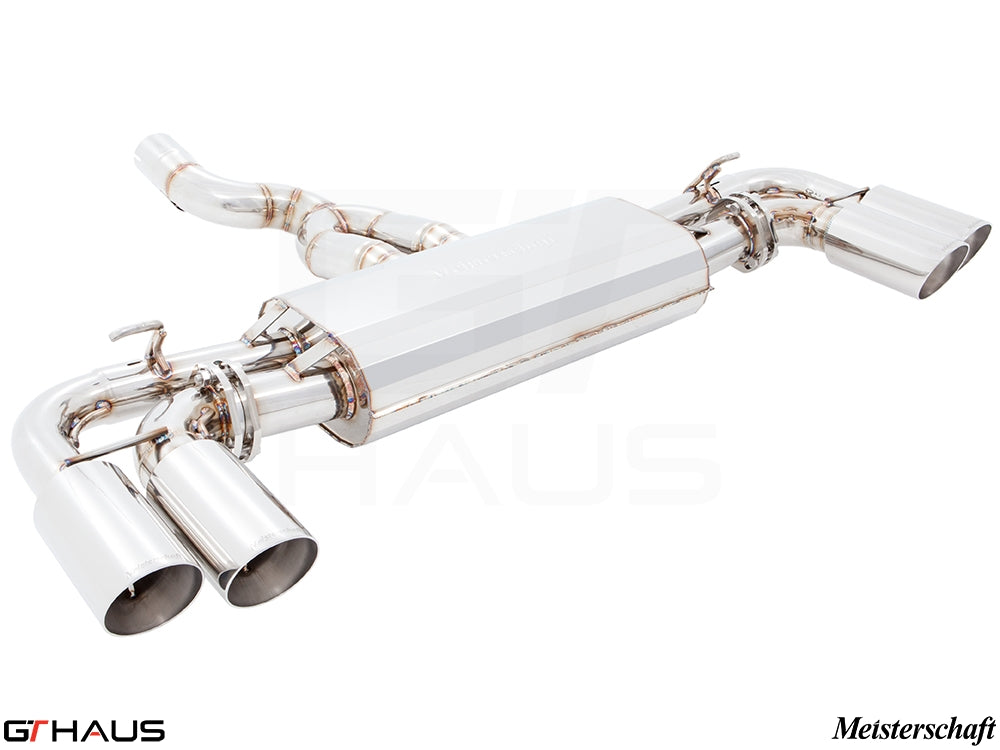 Premium stainless steel exhaust system for 2015+ Porsche Cayenne TDI V6, featuring dual polished tips and enhanced performance.