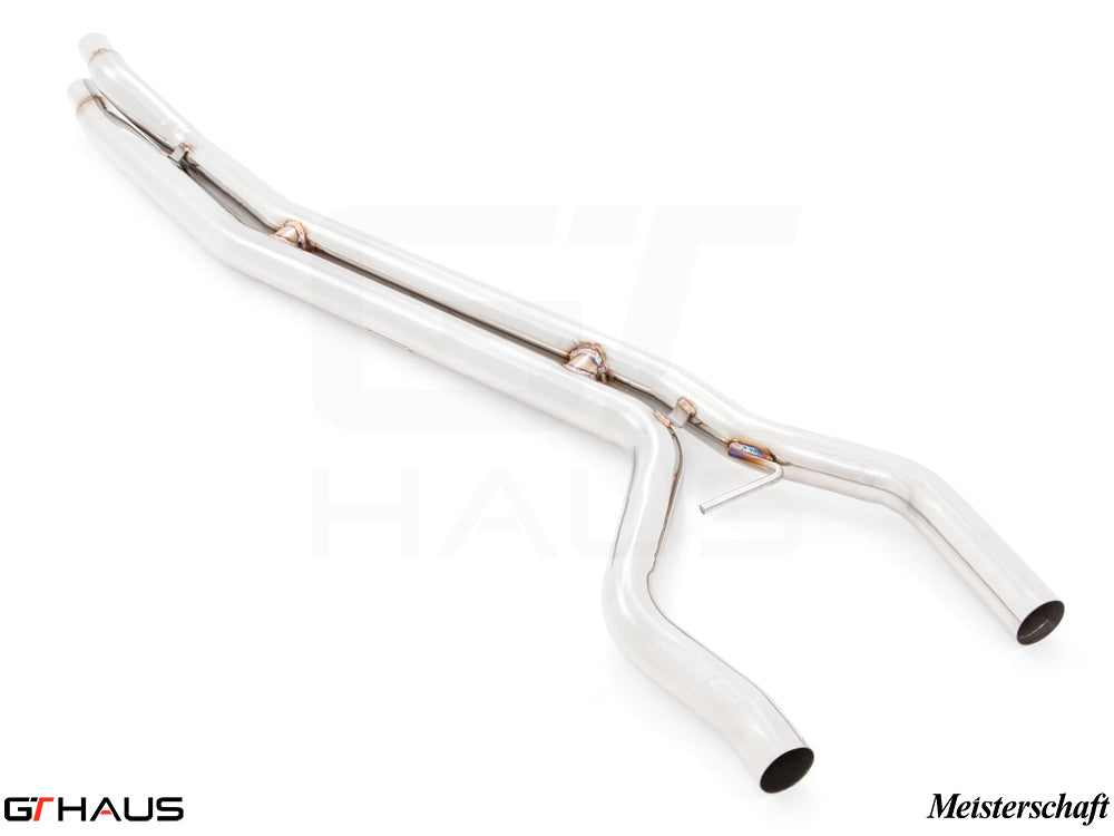 Full cat-back bolt-on pipe for 2015+ Porsche Cayenne V6 petrol model, featuring high-quality stainless steel construction.