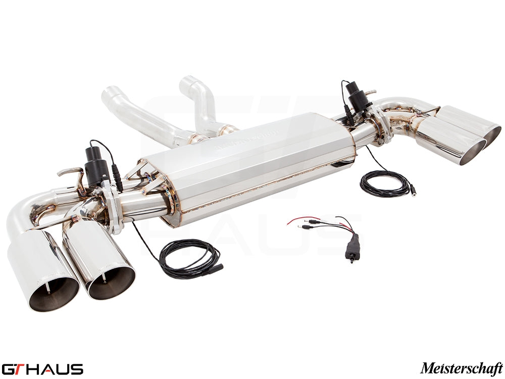 Premium exhaust system for Porsche Cayenne V6 3.6L, featuring stainless steel construction and electronic valve control.